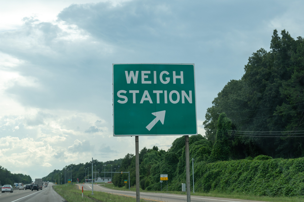 Weigh,Station,Sign,On,The,Side,Of,The,Highway.