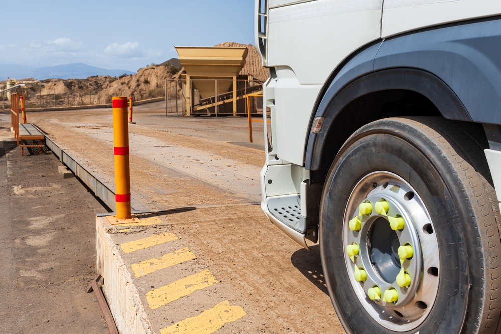 Truck,Entering,A,Weighing,Scale,In,A,Quarry.